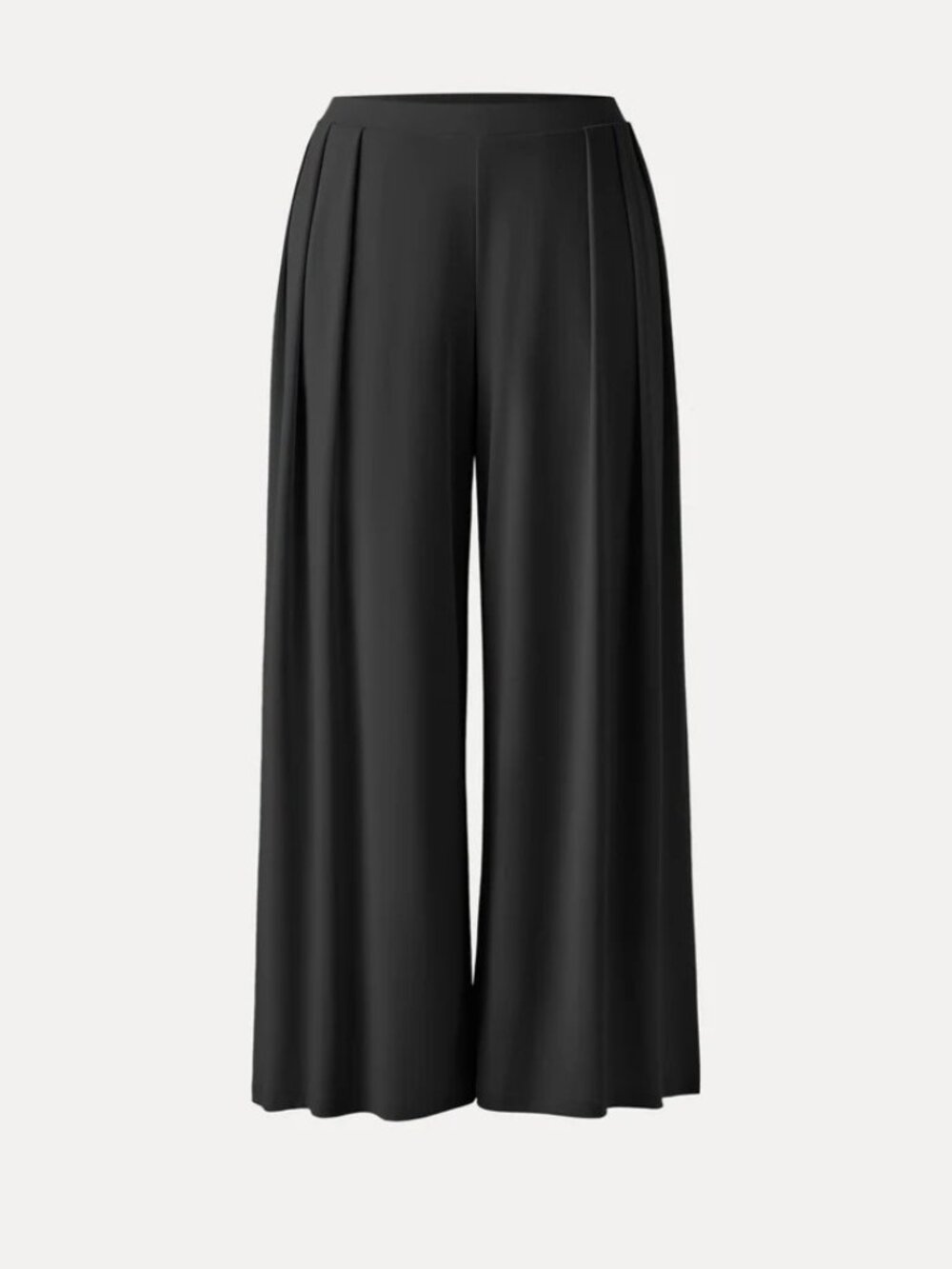 Sandwashed Mid Rise Pleated Wide Leg Palazzo Pant with Pockets - Black
